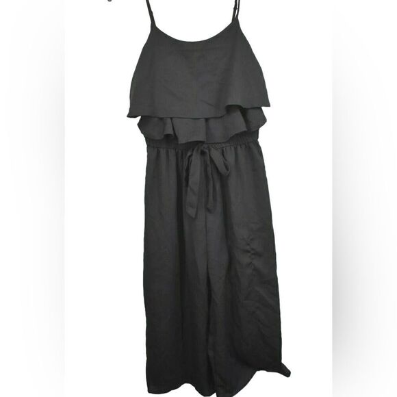 One Clothing Los Angeles Black Sleeveless Crop Leg Jumpsuit Size Medium - Picture 2 of 7